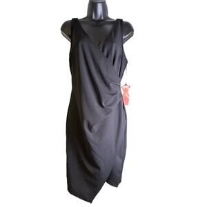 NWT Haute Monde Little Black Dress Hourglass Drape Wrap Dress Asymmetrical Y2K